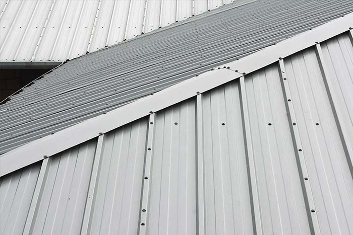 Closeup of white metal roof in Denver, CO
